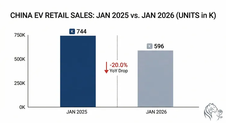 China EV retail sales fell 20.0%